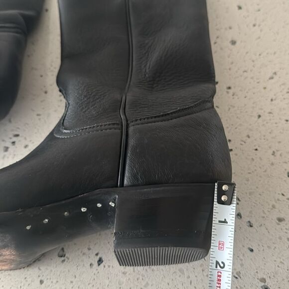 LARRY MAHAN Women’s 6.5B Black Leather Cowgirl Western Boots Handcrafted in USA - Picture 5 of 16